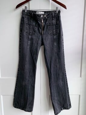 Reformation Ellen Jeans Dark Gray Size 26 Straight leg High Rise Slightly Flare